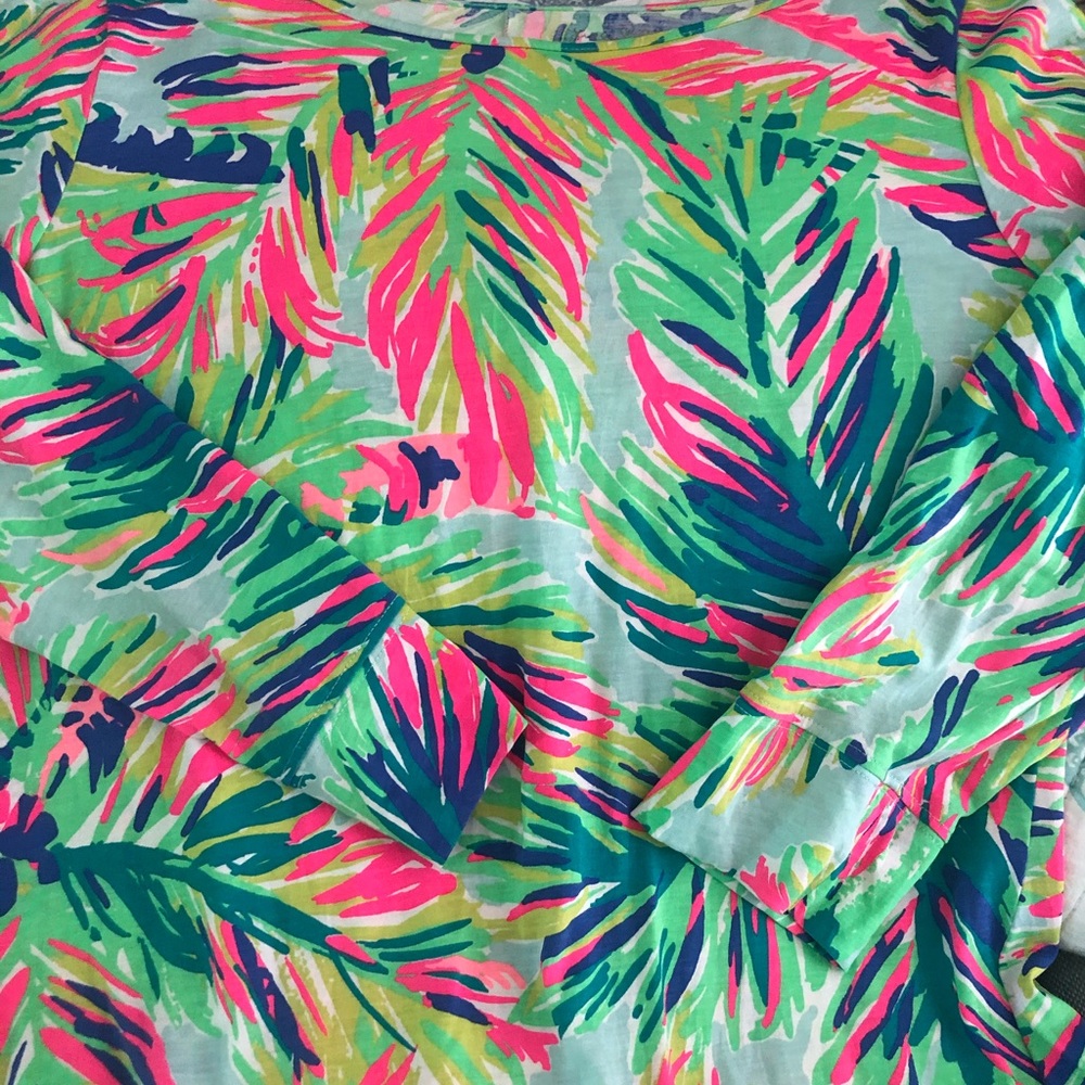 Lilly Pulitzer Long Sleeve Palm Print Knit Dress L - Picture 5 of 6